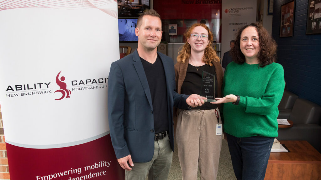 In photo, left to right: Stephen Banks, Ability NB President & Danielle McCreadie & Vanessa Vander Valk.