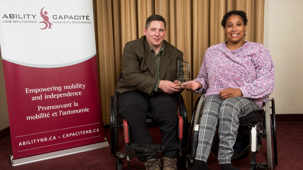 In photo, left to right: Matt Steen, Ability NB Board Member & Christel Robichaud.